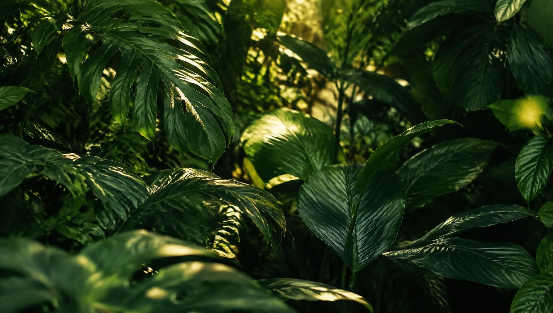Lush green foliage in soft light